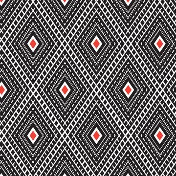 Seamless ethnic pattern repeat ikat ogee art floral and geometric elements .. Stock Illustration