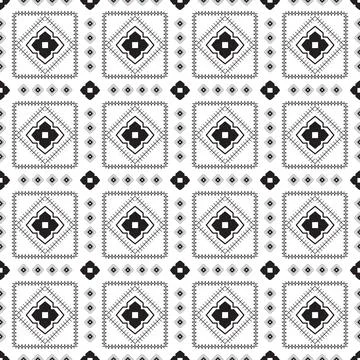 Seamless ethnic pattern repeats ikat ogee art floral and geometric elements.. Stock Illustration