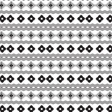 Seamless ethnic pattern repeats ikat ogee art floral and geometric elements.. Stock Illustration