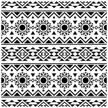 Seamless ethnic pattern textile design images-illustration in black white col Stock Illustration