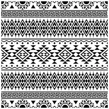Seamless ethnic pattern textile design images-illustration in black white col Stock Illustration