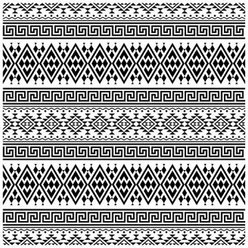 Seamless ethnic pattern textile design images-illustration in black white col Stock Illustration