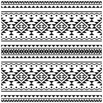 Seamless ethnic pattern textile design images-illustration in black white col Stock Illustration