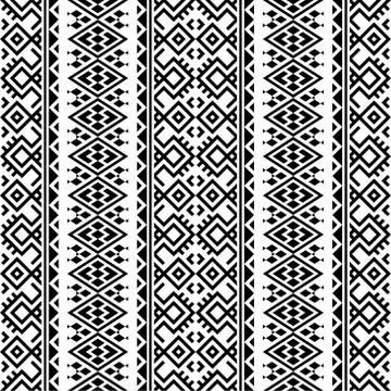 Seamless ethnic pattern texture design in black white color Stock Illustration
