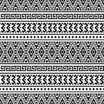 Seamless ethnic pattern vector in black and white color Stock-Illustration