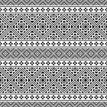 Seamless ethnic pattern vector in black and white color Illustrazione stock