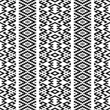 Seamless ethnic pattern vector in black and white color Illustrazione stock
