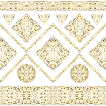 Seamless ethnic patterns for border. 스톡 일러스트