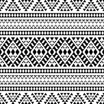 Seamless ethnic pixel pattern with abstract geometric. Stock Illustration