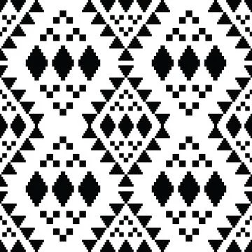 Seamless ethnic repeat pattern. Pixel pattern with Aztec tribal style. Stock Illustration