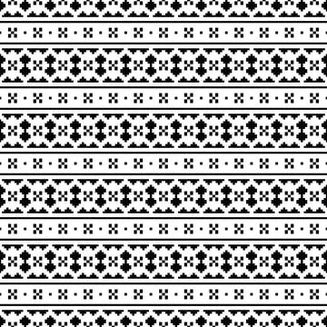 Seamless ethnic stripe pattern with geometric pixel design. Stock Illustration