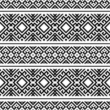 Seamless Etnic Pattern in black and white color. Black white ukraine pattern Stock Illustration