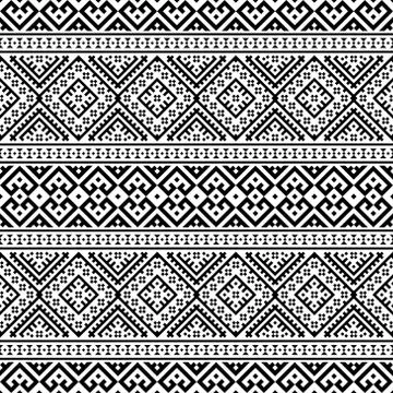Seamless Etnic Pattern in black and white color. BW Tribal Aztec Pattern Stock Illustration