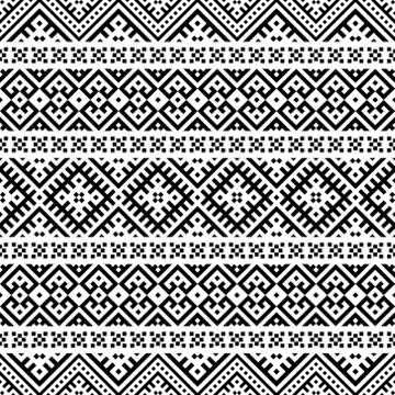 Seamless Etnic Pattern in black and white color. Black white ukraine pattern Stock Illustration