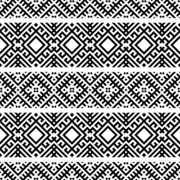 Seamless Etnic Pattern in black and white color. Black white ukraine pattern Illustrazione stock
