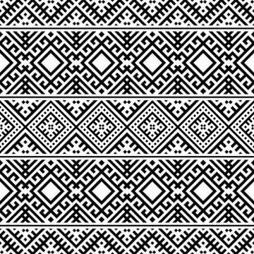 Seamless Etnic Pattern in black and white color. Black white ukraine pattern Stock Illustration