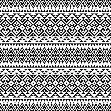 Seamless Etnic Pattern in black and white color. BW Tribal Aztec Pattern Stock Illustration