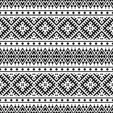 Seamless Etnic Pattern in black and white color. BW Tribal Aztec Pattern Illustrazione stock