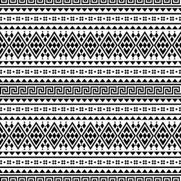 Seamless Etnic Pattern in black and white color. BW Tribal Aztec Pattern Stock Illustration