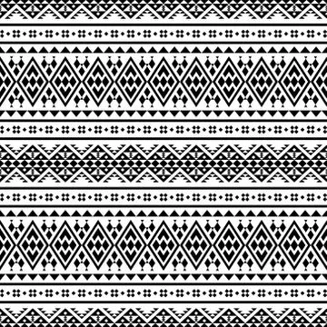 Seamless Etnic Pattern in black and white color. BW Tribal Aztec Pattern Illustrazione stock