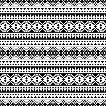 Seamless Etnic Pattern in black and white color. BW Tribal Aztec Pattern Stock Illustration