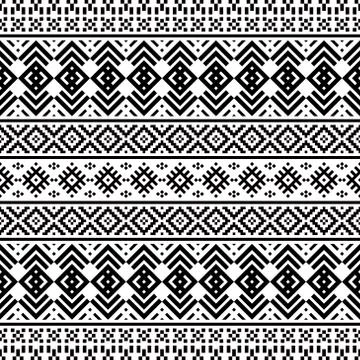 Seamless Etnic Pattern in black and white color Stock Illustration