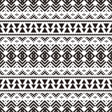 Seamless Etnic Pattern in black and white color Stock Illustration