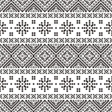 Seamless Etnic Pattern in black and white color Stock Illustration