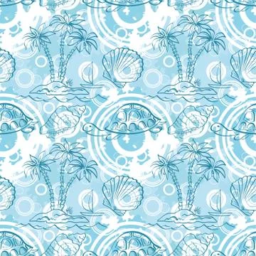 Seamless exotic ocean pattern Illustrazione stock