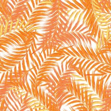 Seamless exotic pattern with tropical leaves  on a white background. Vector Stock Illustration