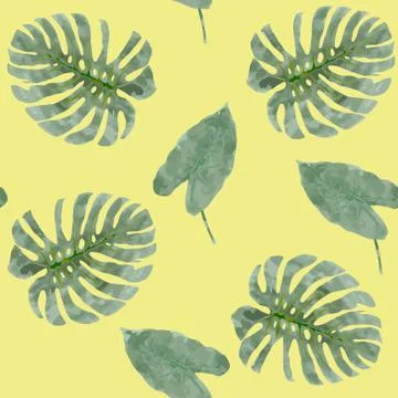 Seamless exotic pattern with tropical leaves. Stock Illustration