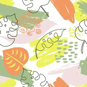 Seamless exotic pattern with tropical leaves. Modern abstract design for paper Illustrazione stock
