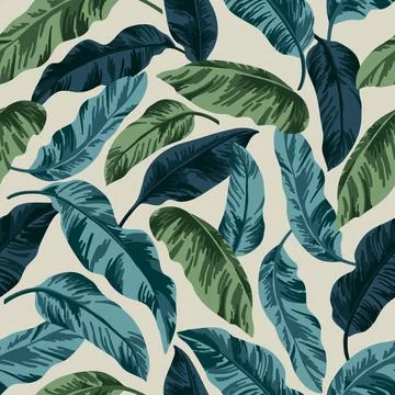 Seamless exotic pattern with tropical leaves. Illustrazione stock