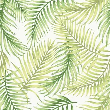 Seamless exotic pattern with tropical leaves. Stock-Illustration