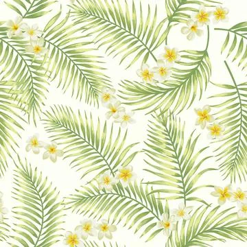 Seamless exotic pattern with tropical leaves. Stock Illustration