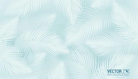 Seamless exotic pattern with tropical white leaves on a Blue background. Vector Stock Illustration
