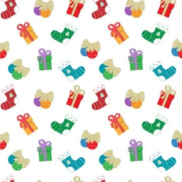 Seamless fabric with elements of the holiday Christmas. Stock Illustration
