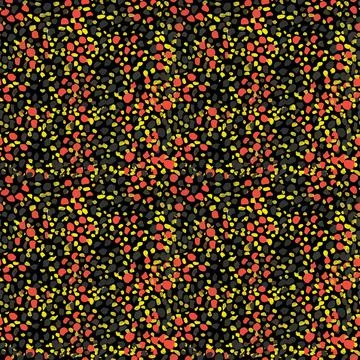 Seamless fabric with the image of multi-colored spots on a black background. Stock Illustration