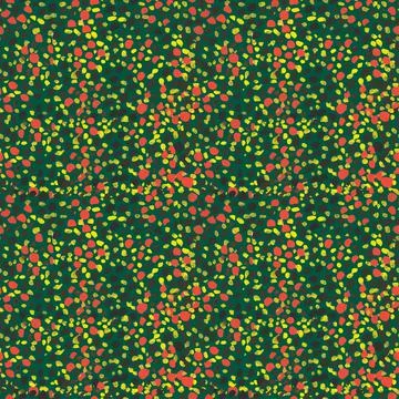 Seamless fabric with the image of red, yellow and black spots. Stock Illustration