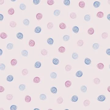 SEAMLESS FABRIC PATTERN BACKGROUND WITH DOODLE MULTICOLOUR HAND DRAW POLKA DO Stock Illustration