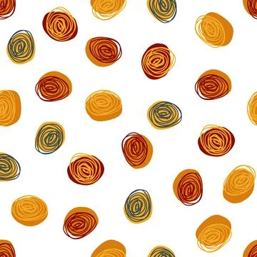 SEAMLESS FABRIC PATTERN BACKGROUND WITH MULTICOLOUR HAND DRAW POLKA DOT Stock Illustration