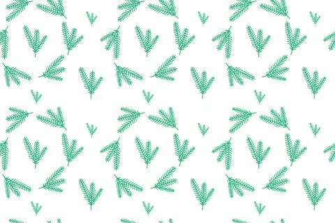 Seamless fabric with a pattern of branches of a green Christmas tree. Template. Stock Illustration