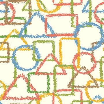 Seamless fabric pattern with colorful geometric forms Stock Illustration