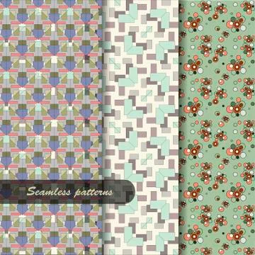 Seamless fabric patterns set Stock Illustration