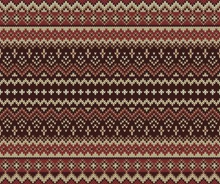 Seamless Fair Isle Knit Pattern with Chevron and Zigzag Stripes Stock Illustration