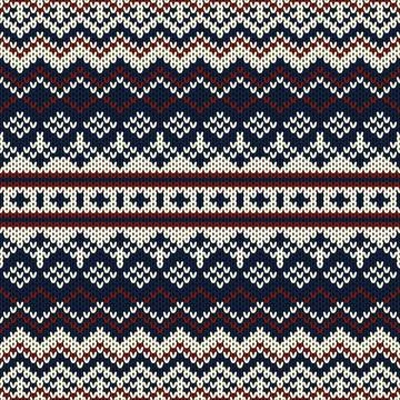 Seamless Fair Isle Knitting Pattern with Nordic Geometric Ornament Иллюстрация