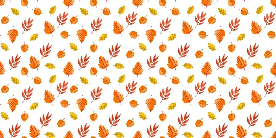 Seamless fall leaves pattern with orange and yellow foliage Stock Illustration