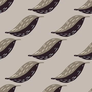 Seamless fall pattern with autumn leaves silhouettes. Botanic ornament in bro Illustrazione stock