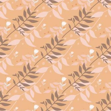 Seamless fall pattern with brown and light color branch forest bouquets. Oran Stock Illustration