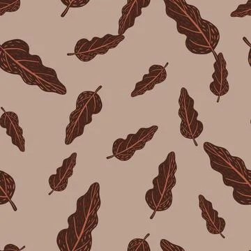 Seamless fall pattern with brown random tree shapes. Pale brown and pink pale Illustrazione stock